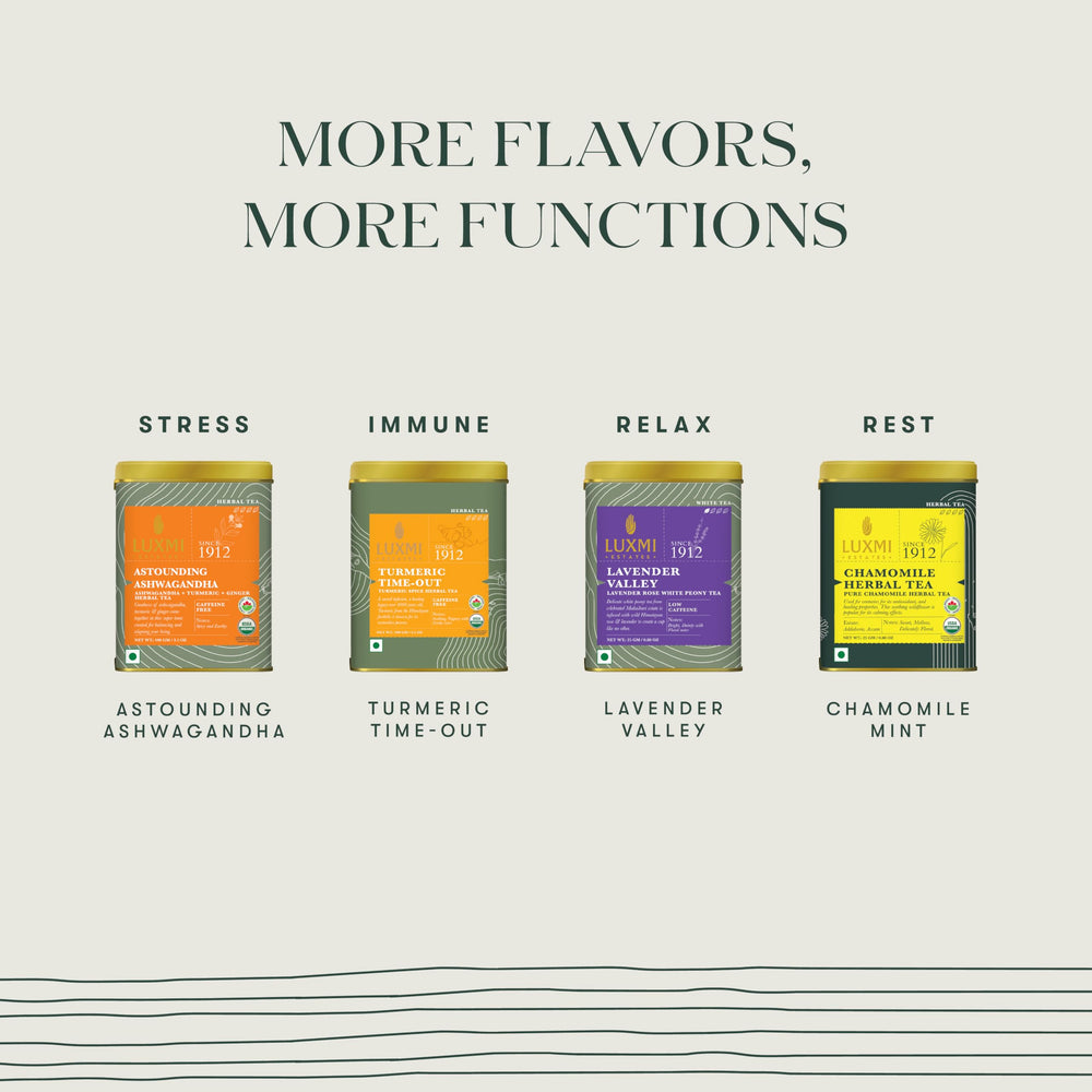 LUXMI Estates Vanilla Spice Chai organic certification badge signals purity.