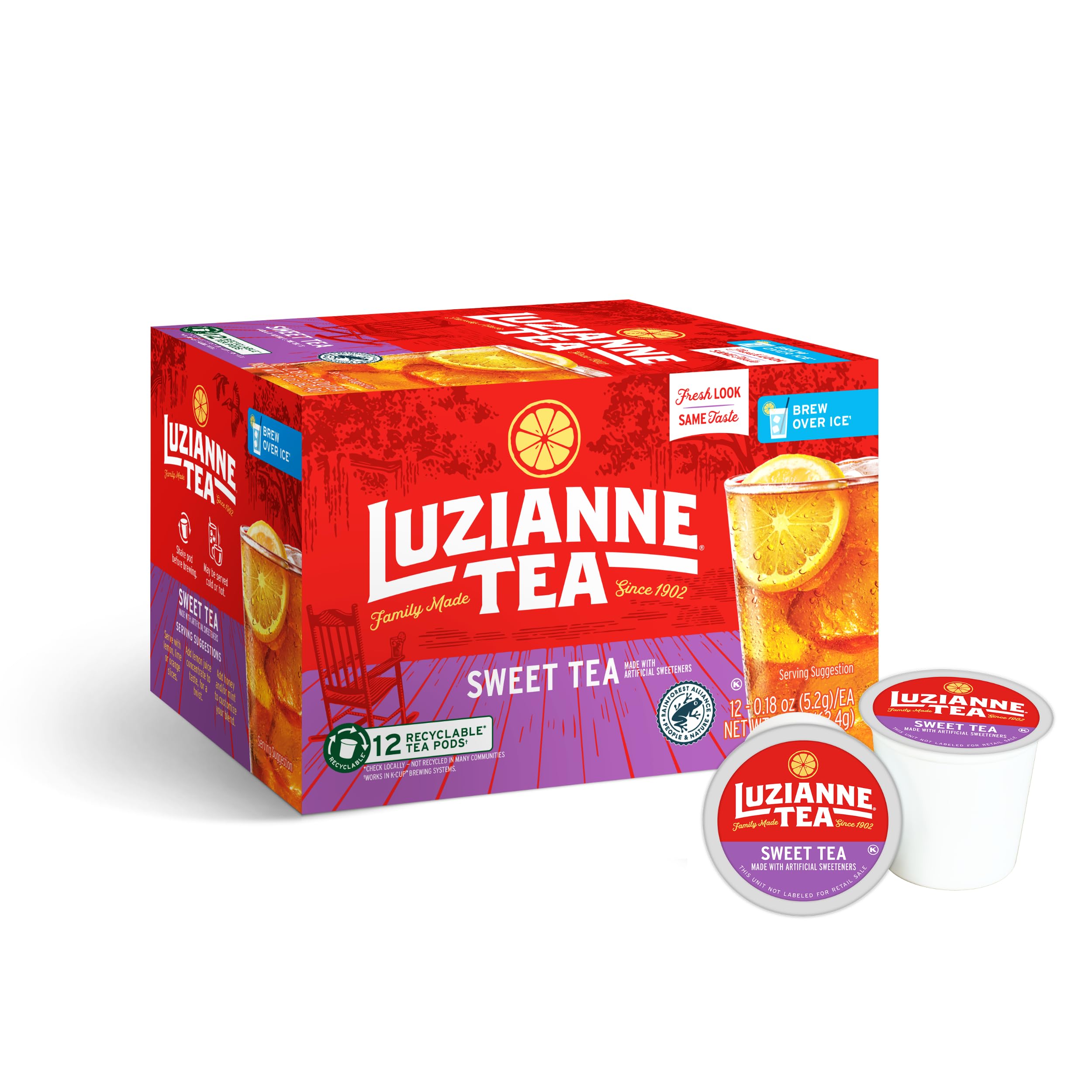 Luzianne Sweet Iced Tea pods pack ready to brew a refreshing glass