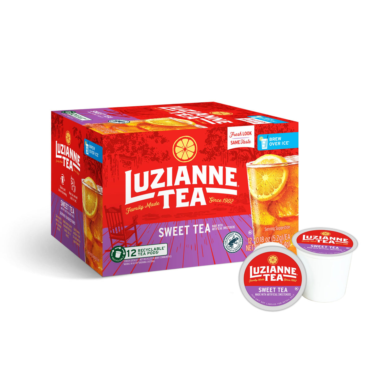 Luzianne Sweet Iced Tea pods pack ready to brew a refreshing glass