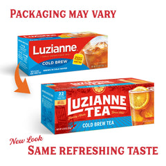 Luzianne tea bags steeping in cold water for a smooth, convenient cold brew.