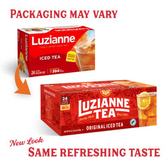 Luzianne iced tea being poured into a glass with clear appearance
