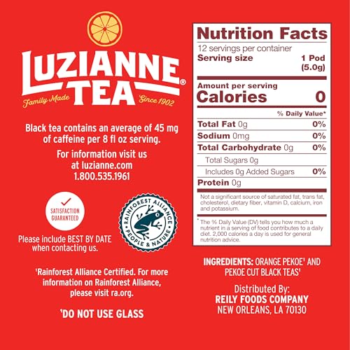 Luzianne unsweetened iced tea pod cup showing fresh home brew