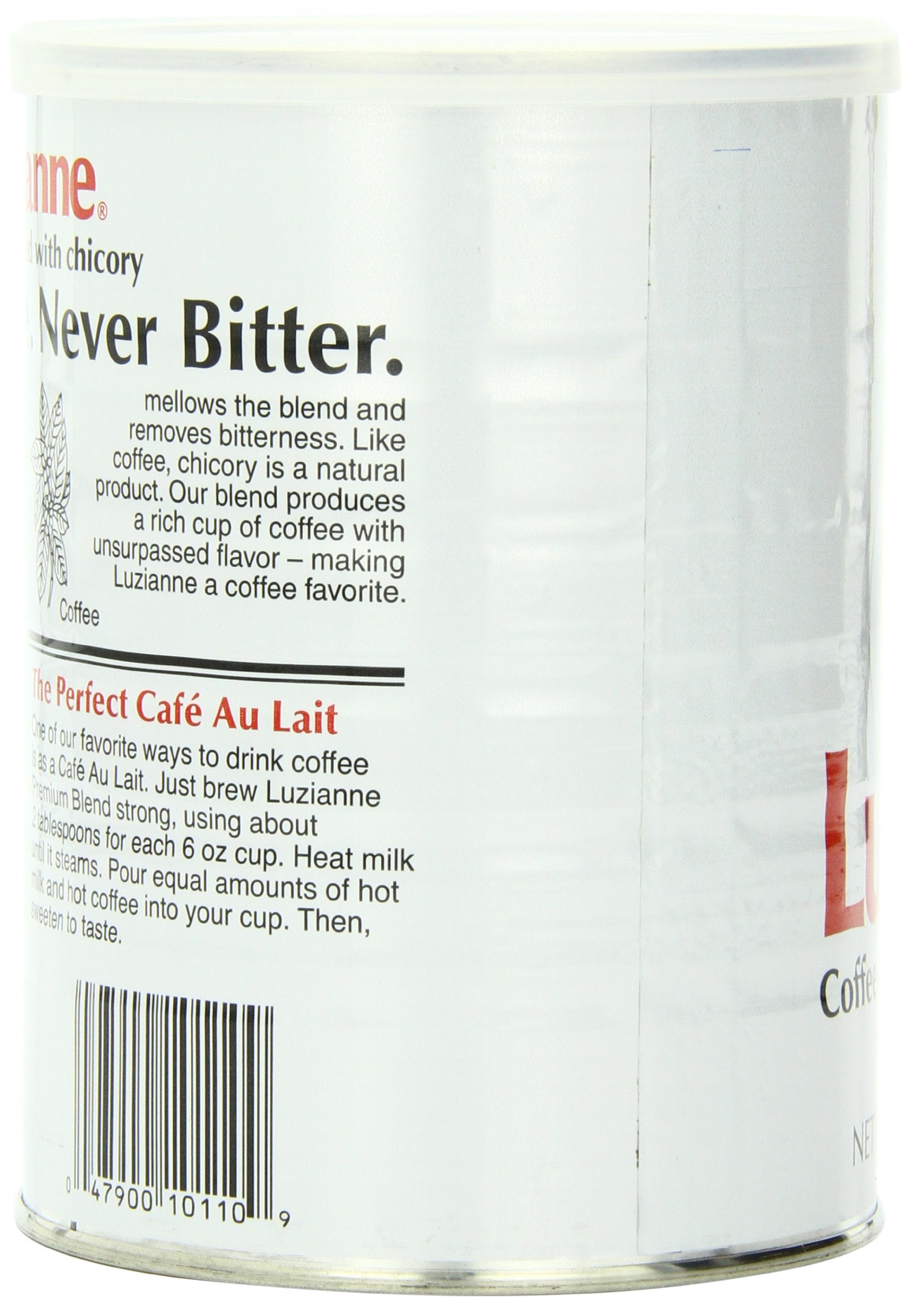 Vacuum-sealed Luzianne canister locks in aroma for easy brewing.