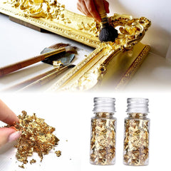 Lwuey gold leaf flakes sprinkled on dessert for an elegant sheen.