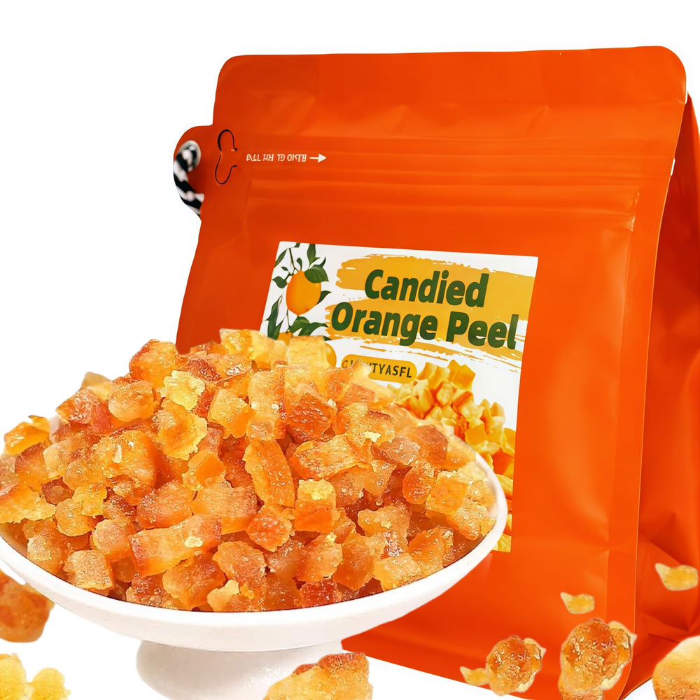 LWWTYKSPL candied orange peel packaging shown for baking and gifting