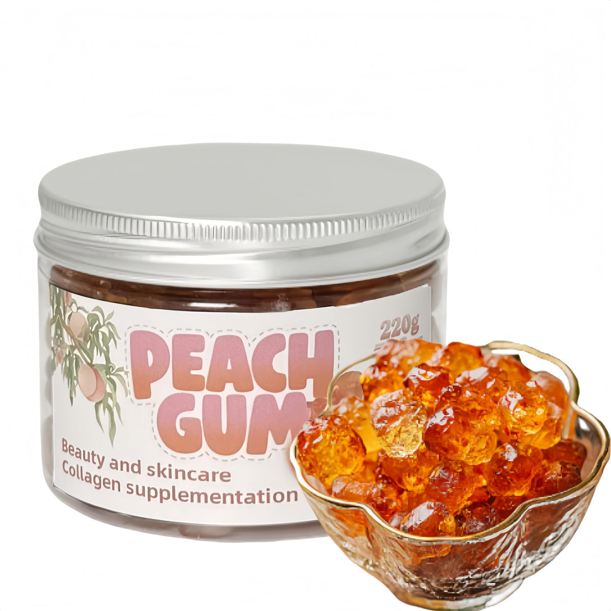 LWWTYKSPL Peach Gum amber slices ready to soak for desserts and soups.