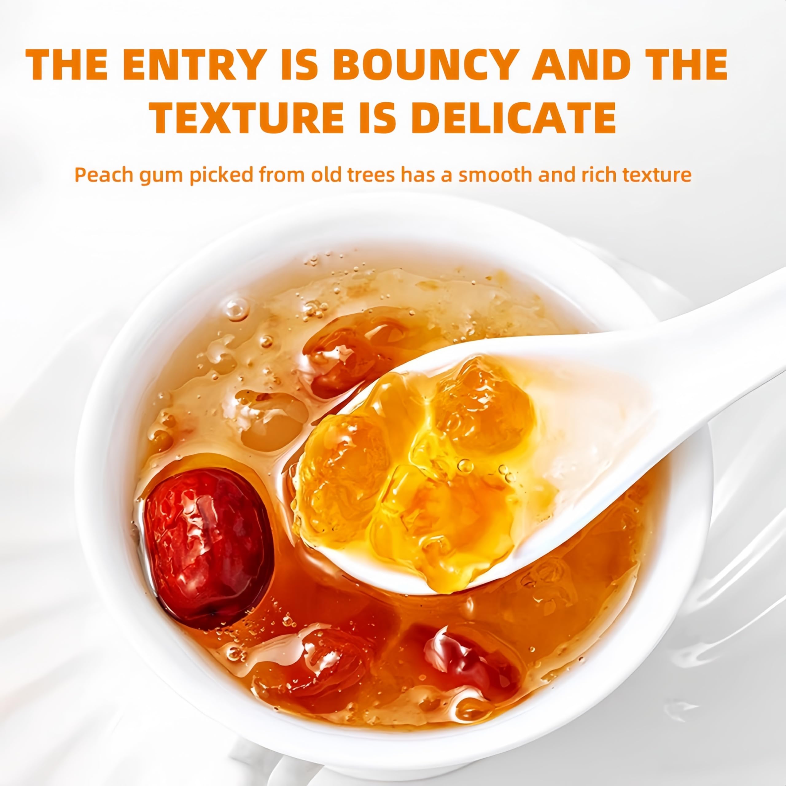 LWWTYKSPL Peach Gum ideal for chewy texture after soaking for beverages.
