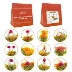 LWXLJMJZC blooming green tea ball unfolds in glass, perfect for tea parties.