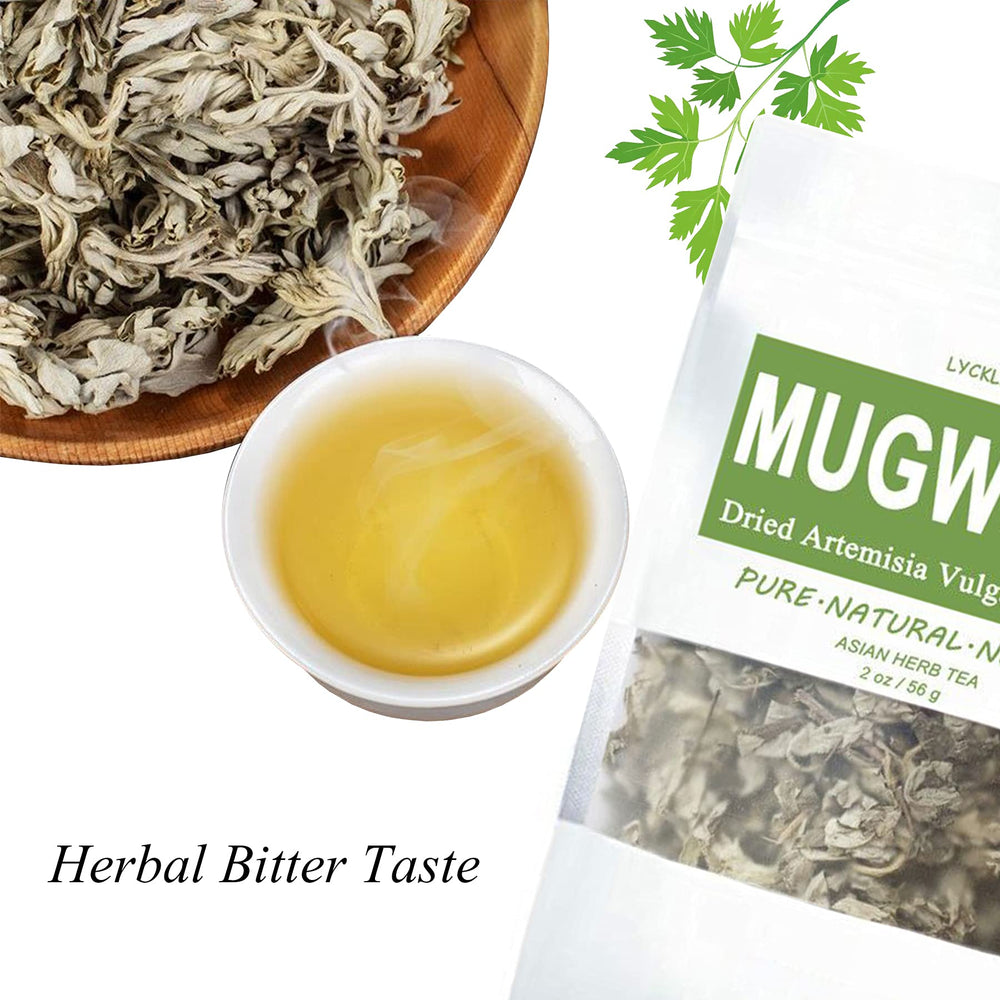 Brewing LYCKLIGA Mugwort Tea reveals a calming infusion during a tea break.