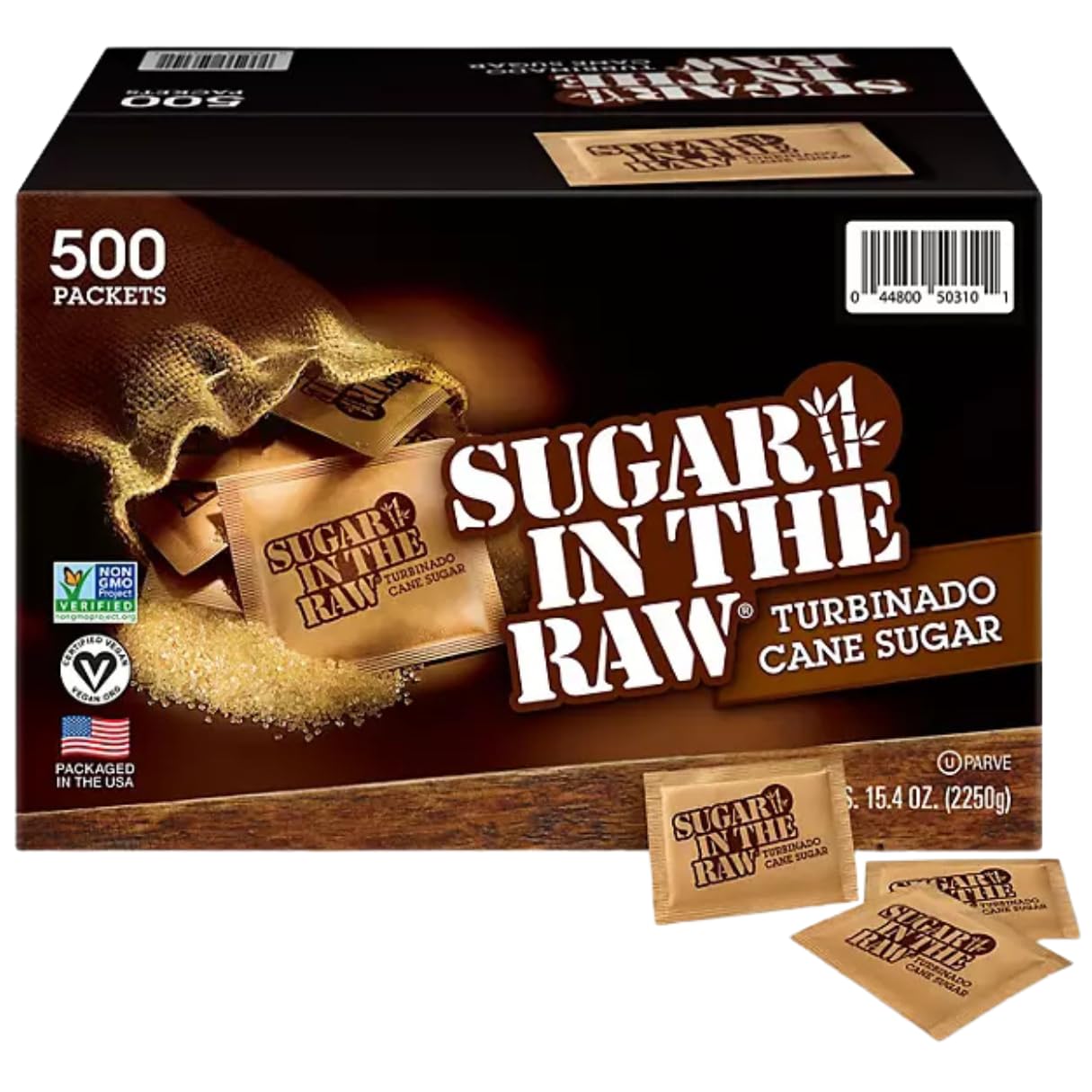 Lyfno Turbinado sugar packets for coffee and tea, convenient portion control.