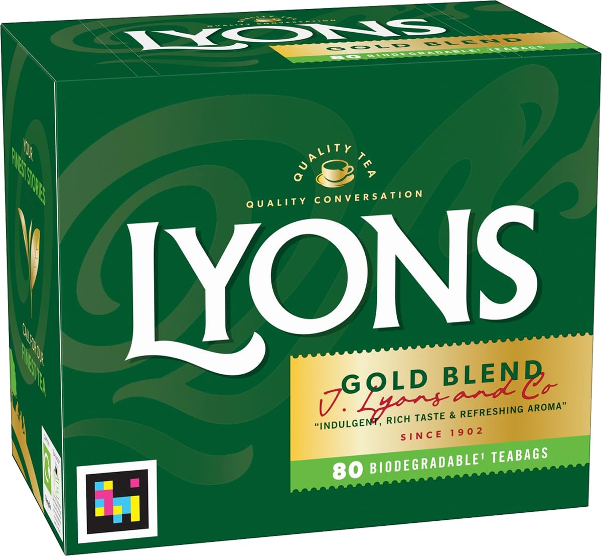 Lyons Gold Tea 80-tea-bags pack for a rich, balanced cup at home.