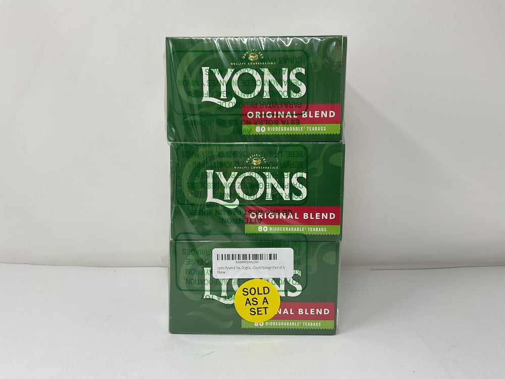 Lyons Original Blend tea bags close-up shows pyramid bags ready for infusion