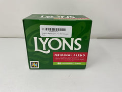Lyons Original Blend Tea box front: 80 teabags and packaging design.