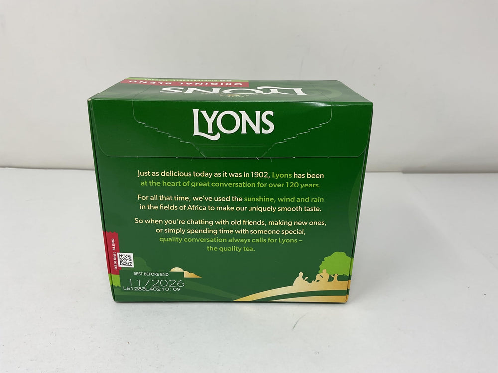 Lyons Original Blend Tea brewed into amber cup with inviting scent.