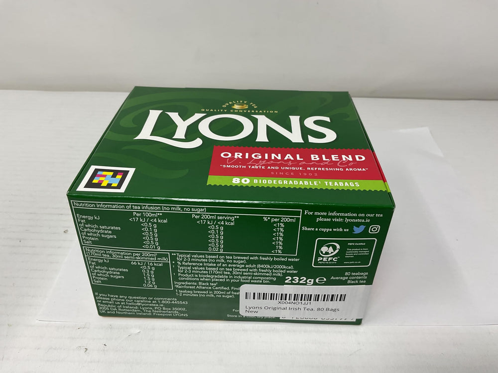A warm Lyons Original Irish Tea cup ready to serve and enjoy.