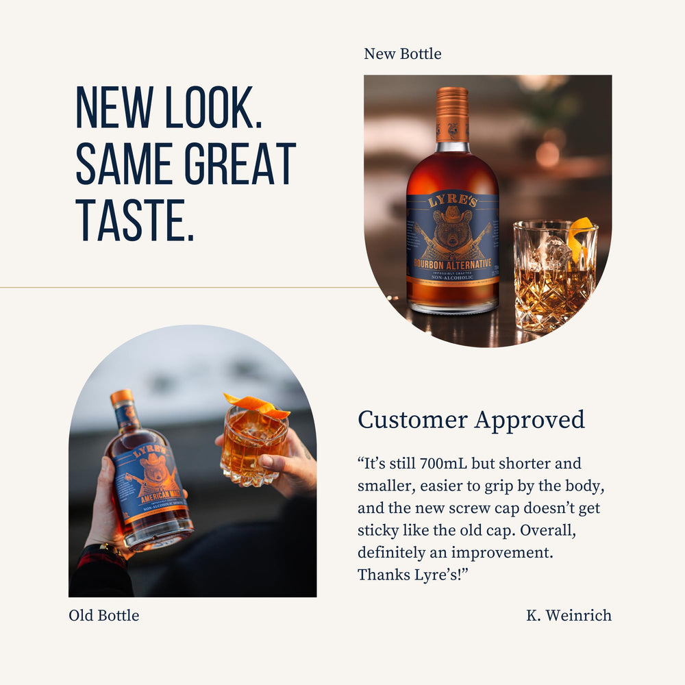 Lyre's American Malt packaging with twist cap emphasis.