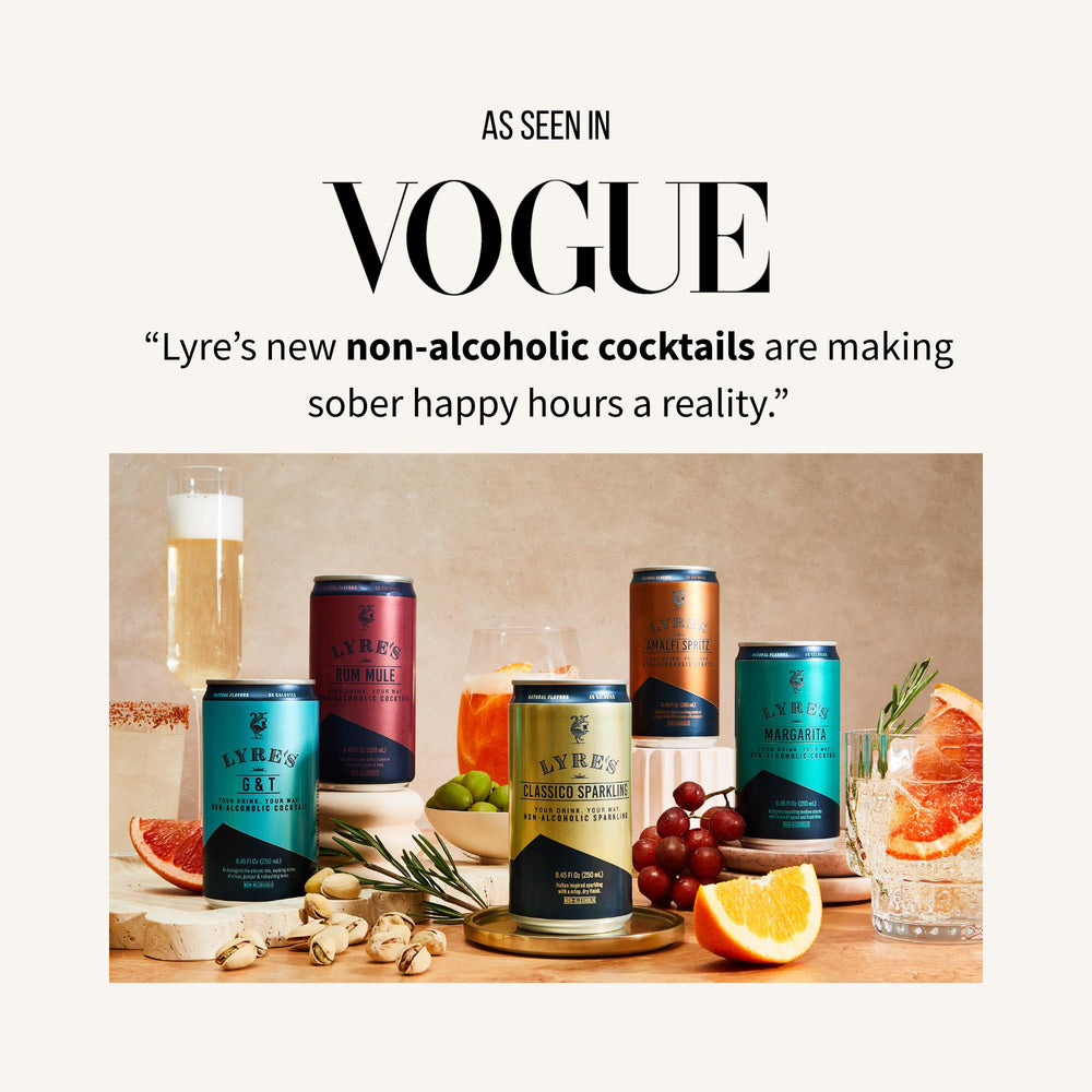 Lyre’s Classico can with elegant label for wedding toasts.