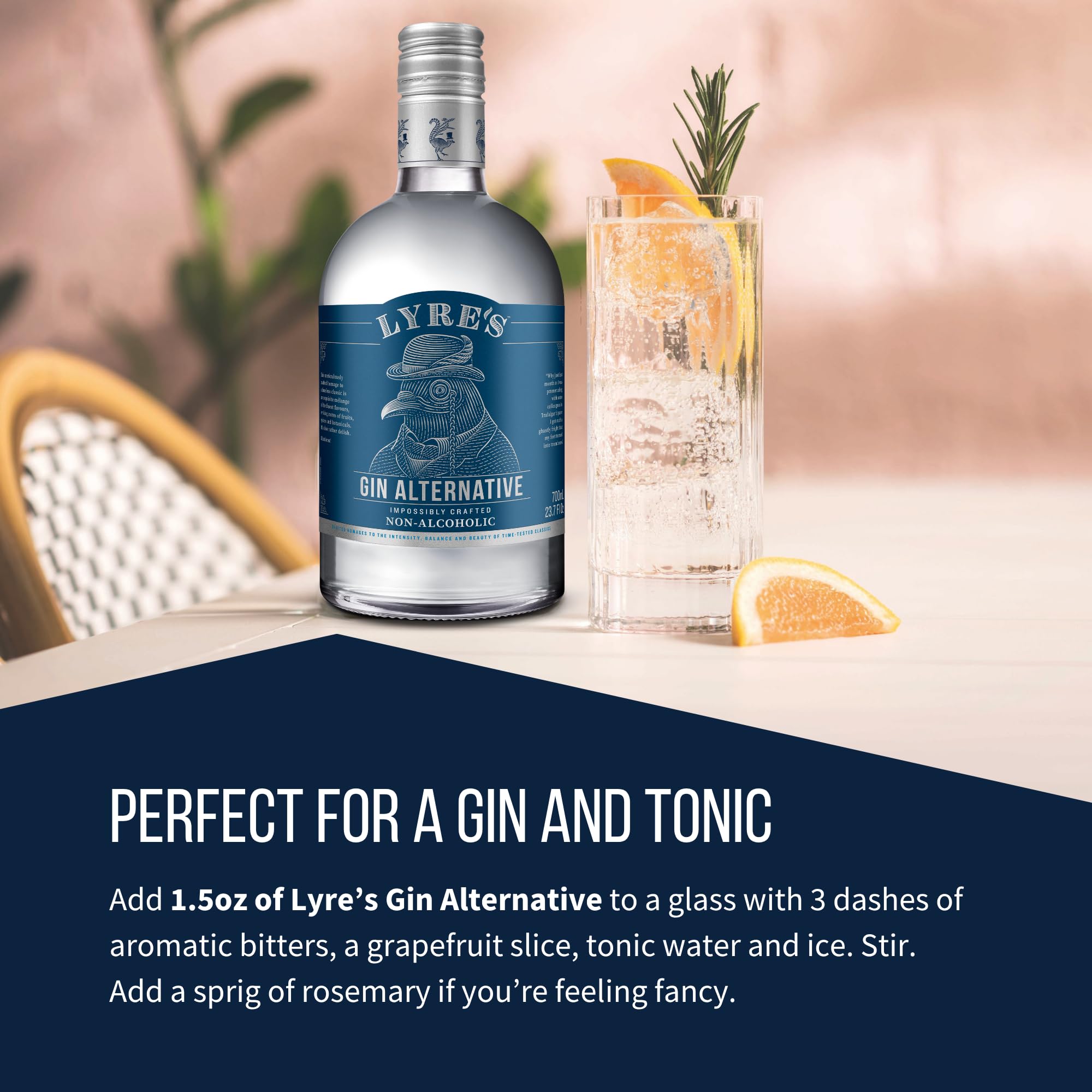 Lyre's Gin Alternative G&T setup in a highball glass.