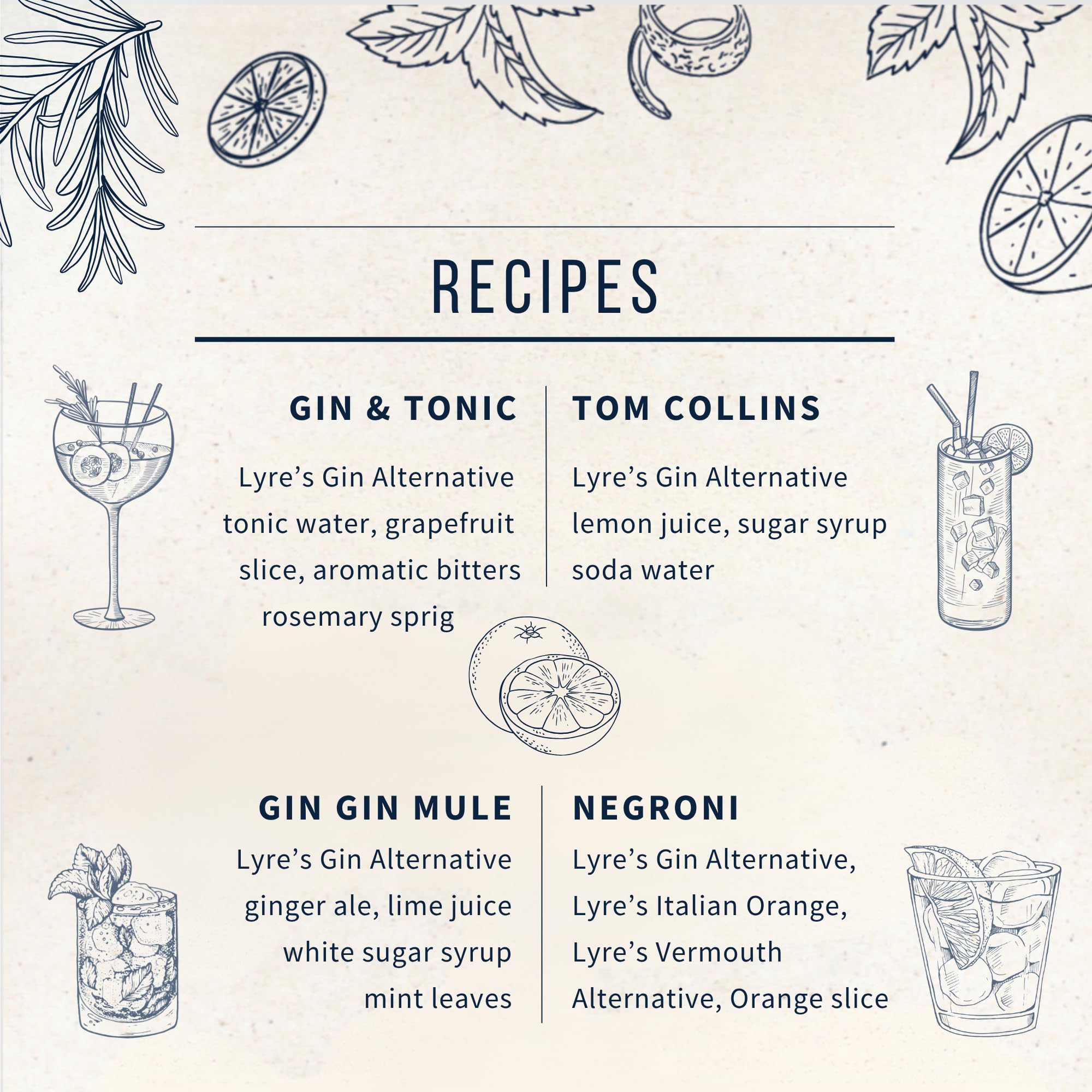 Lyre's Gin Alternative martini glass with lemon twist.