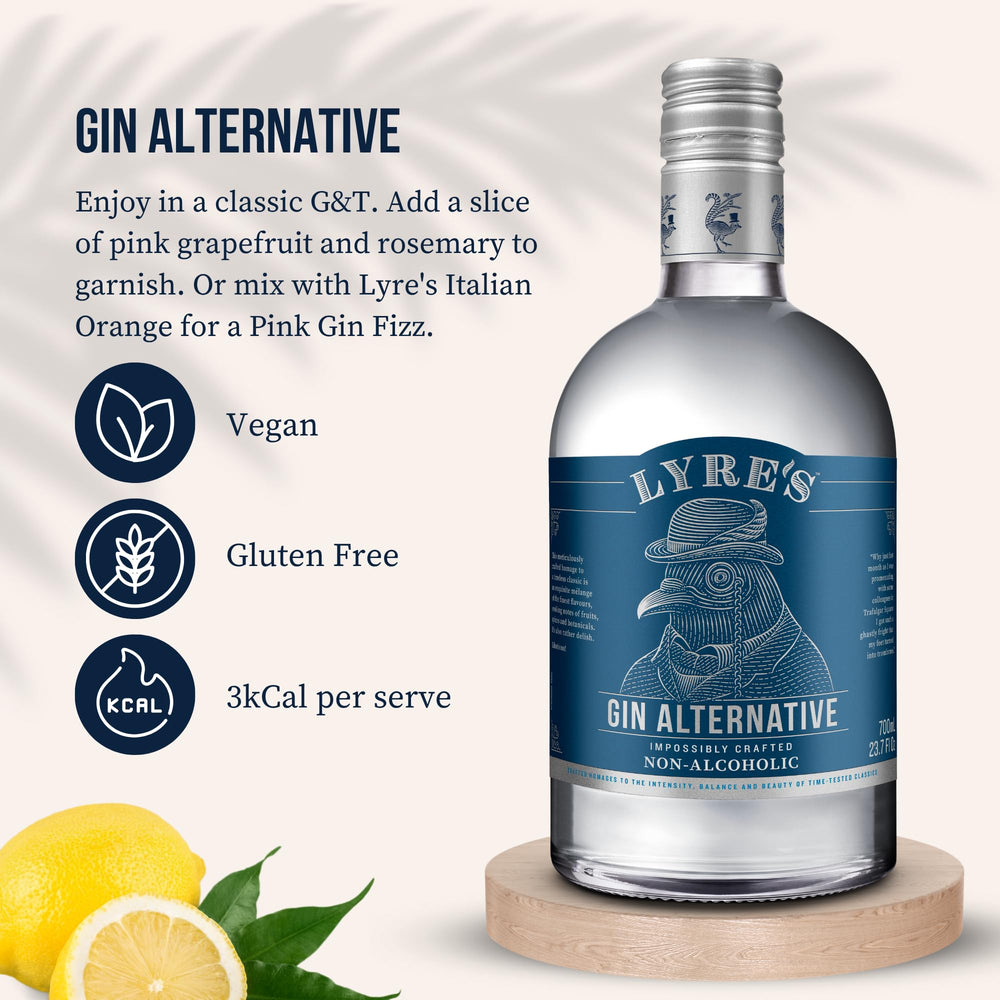 Lyre's Gin Alternative pour into glass, ready for a zero-proof negroni.
