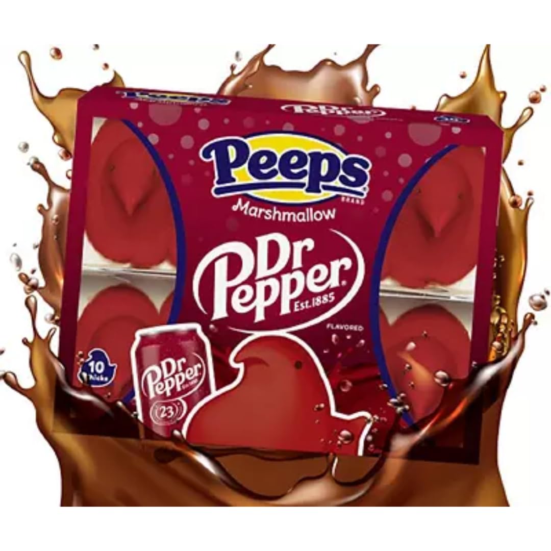 LYZA'S SWEETS AND TREATS Dr Pepper Peeps Chicks in a gift basket setup for celebrations.