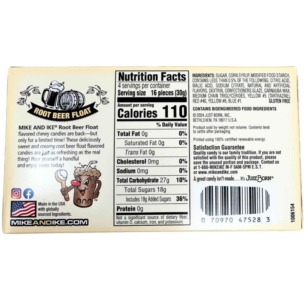 Lyza's Sweets & Treats Mike & Ike Root Beer Float chewy candies close up with creamy vanilla finish