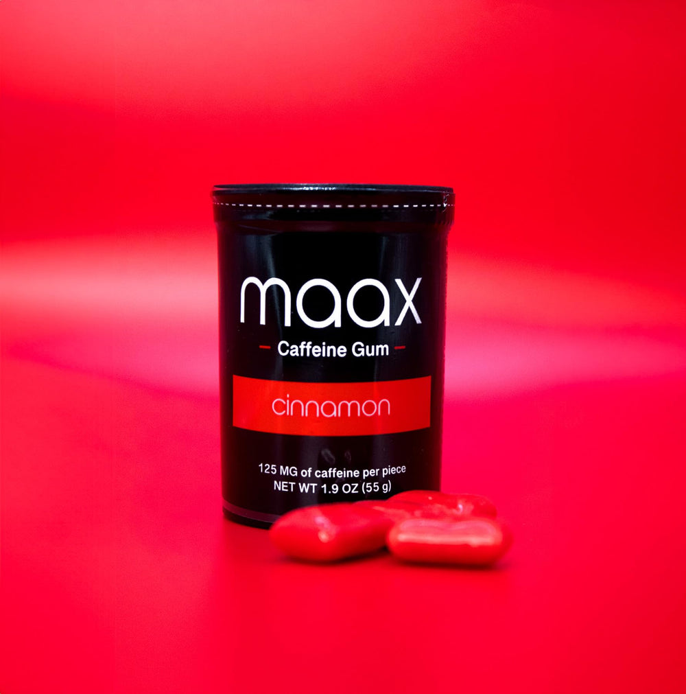 Maax Caffeine Gum chewing action, smooth and long-lasting