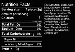 Maax Caffeine Gum container open, revealing 125mg per piece