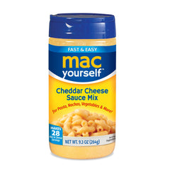 Mac Yourself cheddar sauce bottle showing creamy cheddar flavor for quick weeknight dinners.
