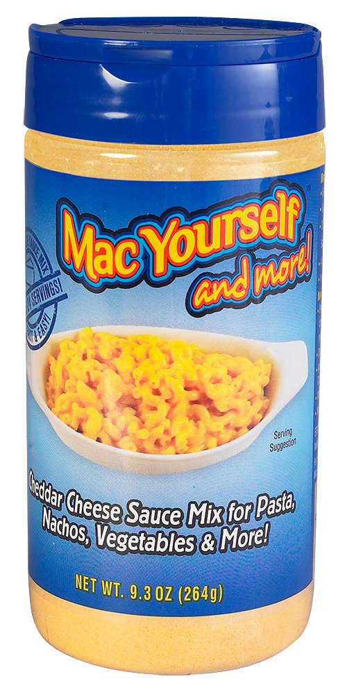 Mac Yourself cheddar sauce pouring over pasta for a smooth cheesy finish.