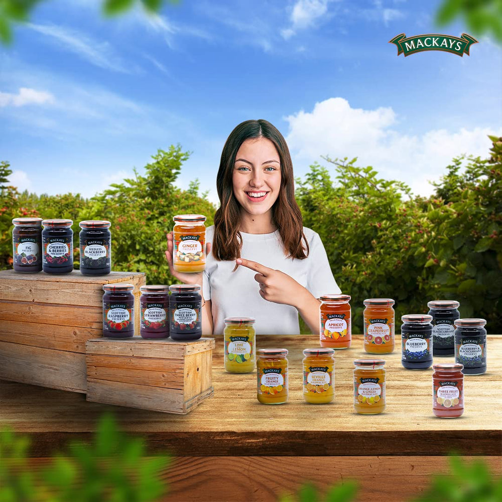 Mackays Ginger Preserve beside a cheese board for pairing with cheeses