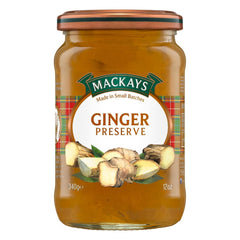 Mackays Ginger Preserve jar close-up showcasing bold ginger flavor for tasting