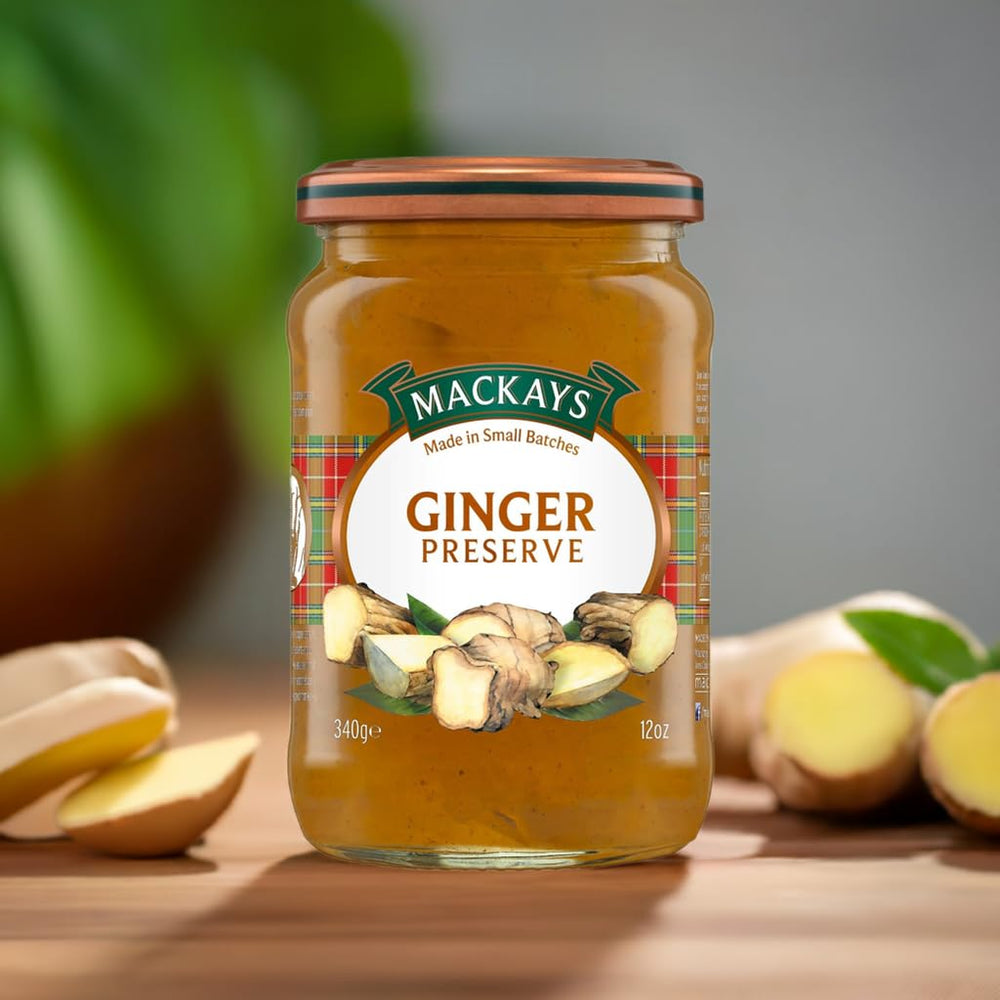 Mackays Ginger Preserve on a shelf ready to elevate snacks with Scottish craftsmanship