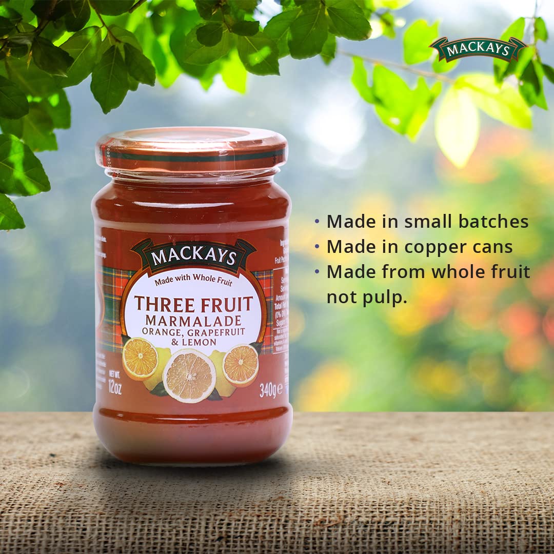 Mackays Marmalade 3 Fruit kitchen scene with copper pans
