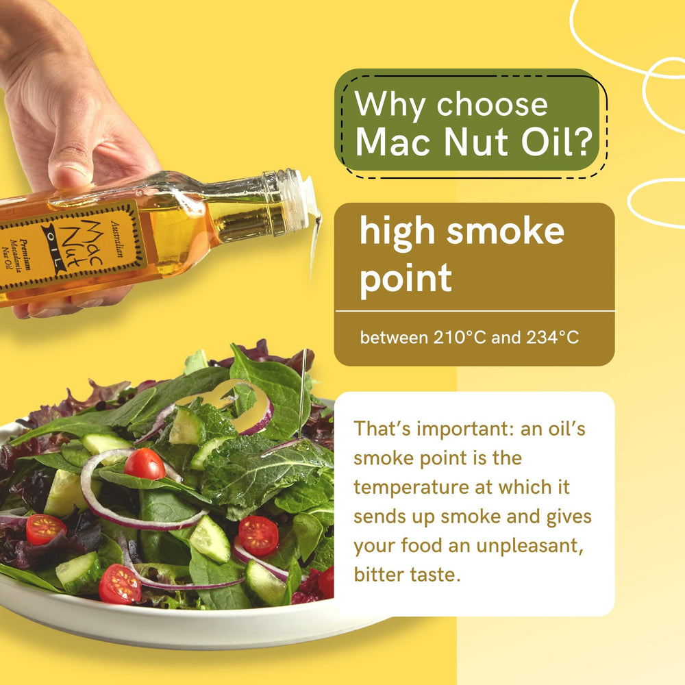 Mac Nut Oil shows a neutral flavor suitable for many dishes