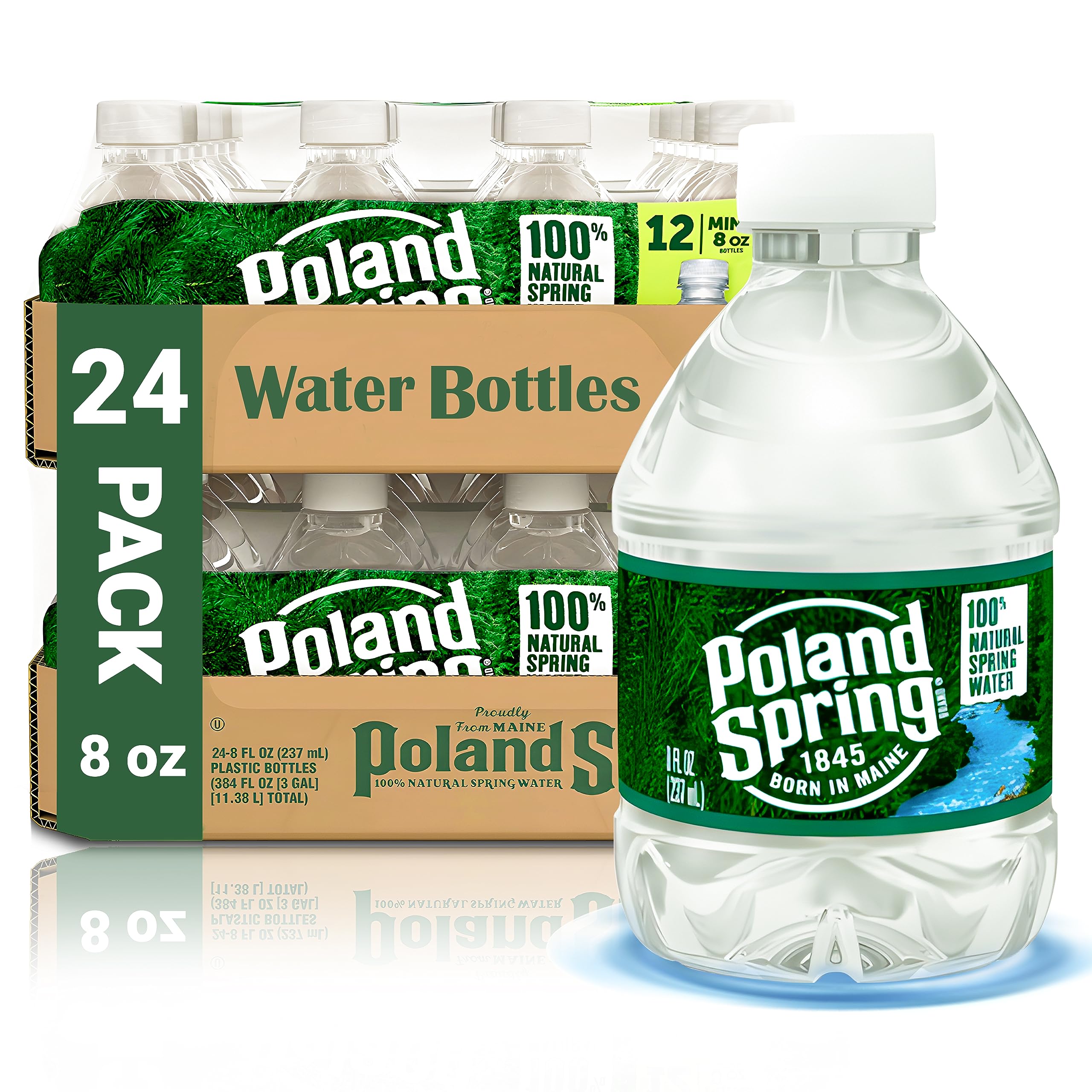 Macouba Poland Spring 8 oz bottle front view for on-the-go hydration.