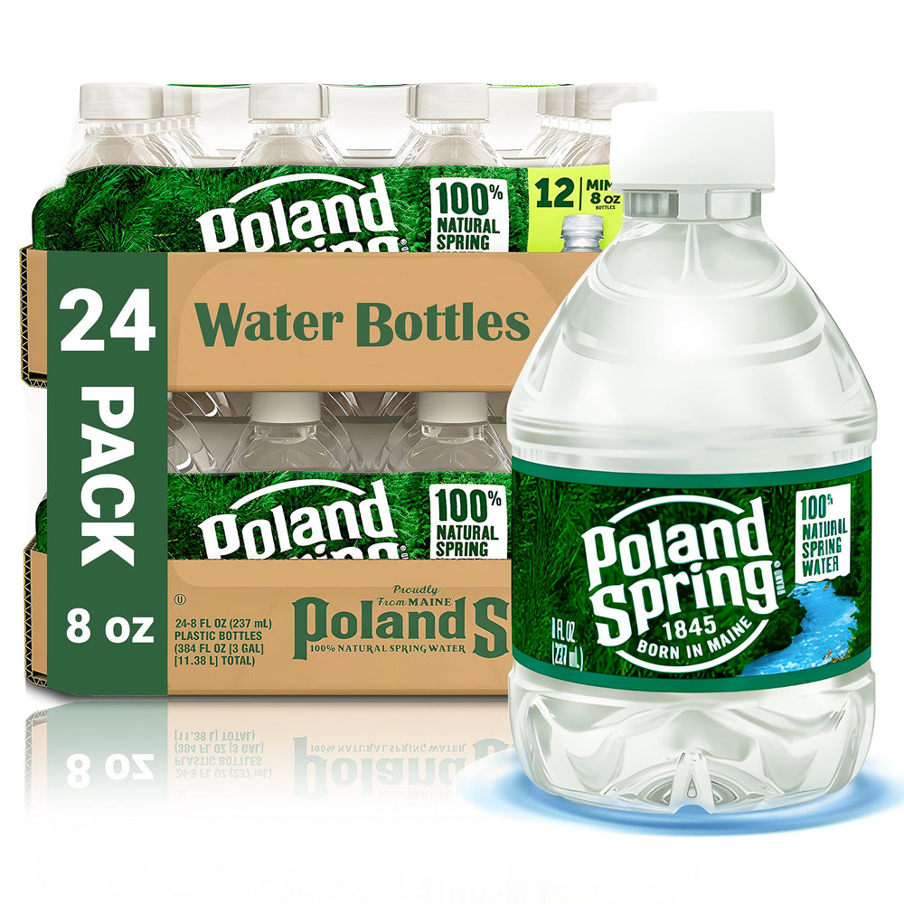 Macouba Poland Spring 8 oz bottle front view for on-the-go hydration.