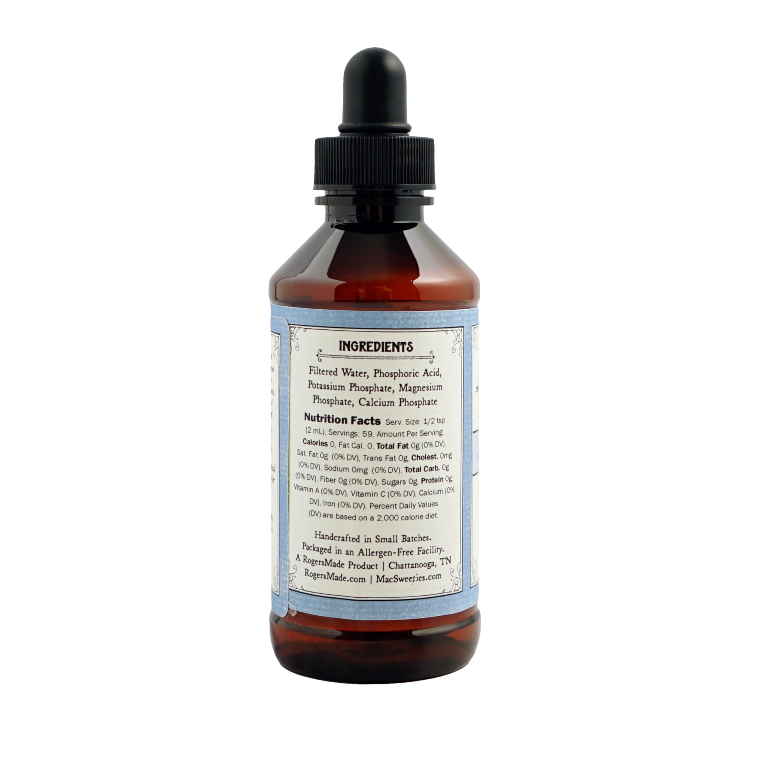 Close view of the MacSweetie's Acid Phosphate dropper for precise dosing in drinks.