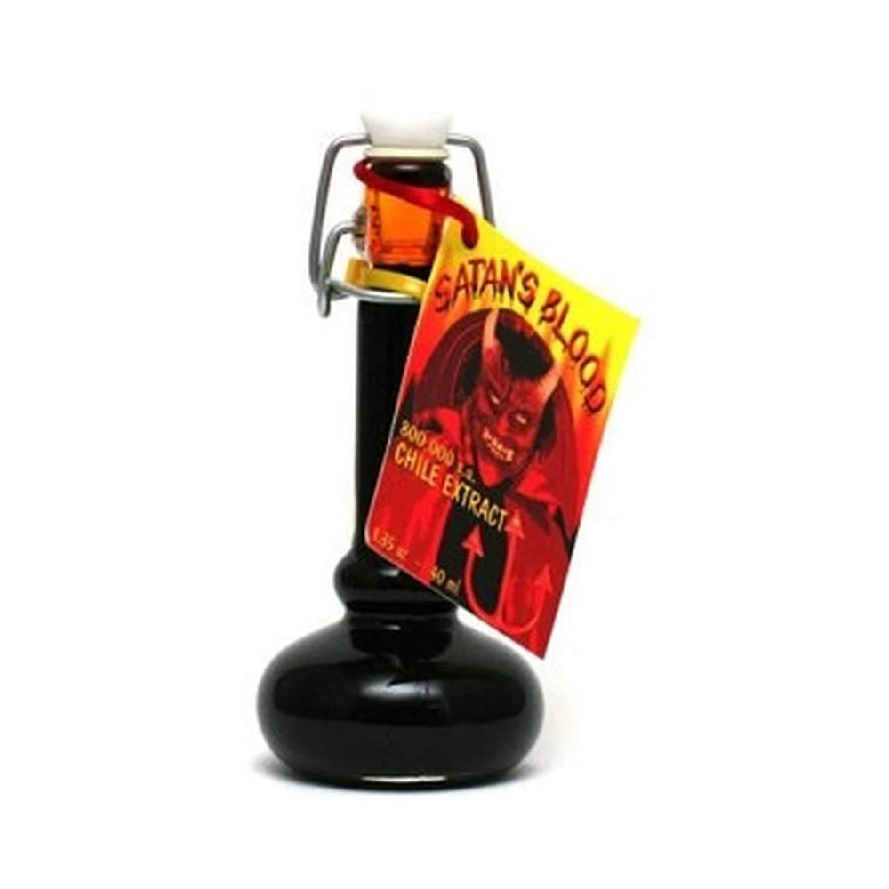 Mad Dog Gear Satan's Blood hot sauce bottle delivering intense heat for bold meals