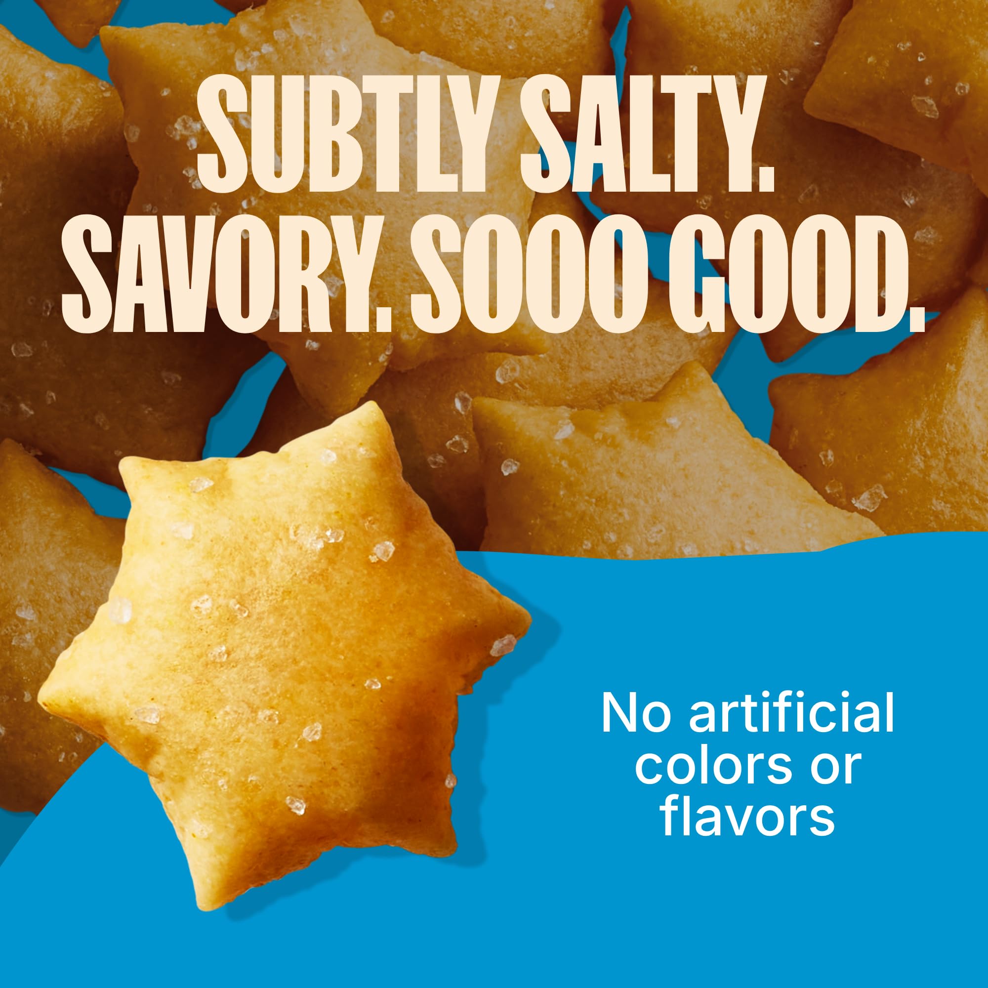 Made Good Star Puffed Crackers closeup highlights star shapes and crisp texture.