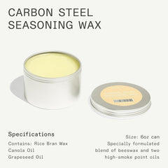 Made In carbon steel pan with sealed nonstick surface after seasoning wax.