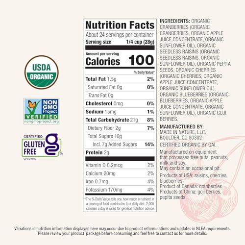 Made In Nature Fruit Fusion ingredients mix with seeds for crunchy texture.