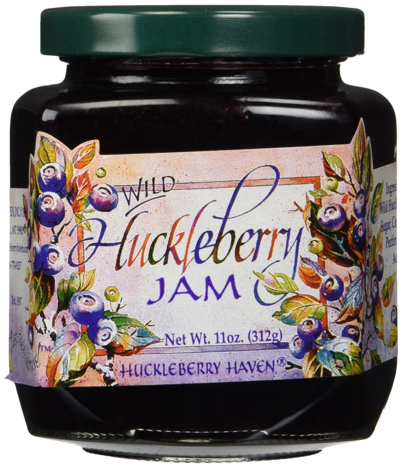 Made in Oregon Huckleberry Haven jam jar close-up—bright wild berry flavor for toast