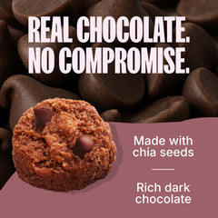 Made Good Double Chocolate Soft Baked Mini Cookies close-up highlighting rich chips and tender crumb.
