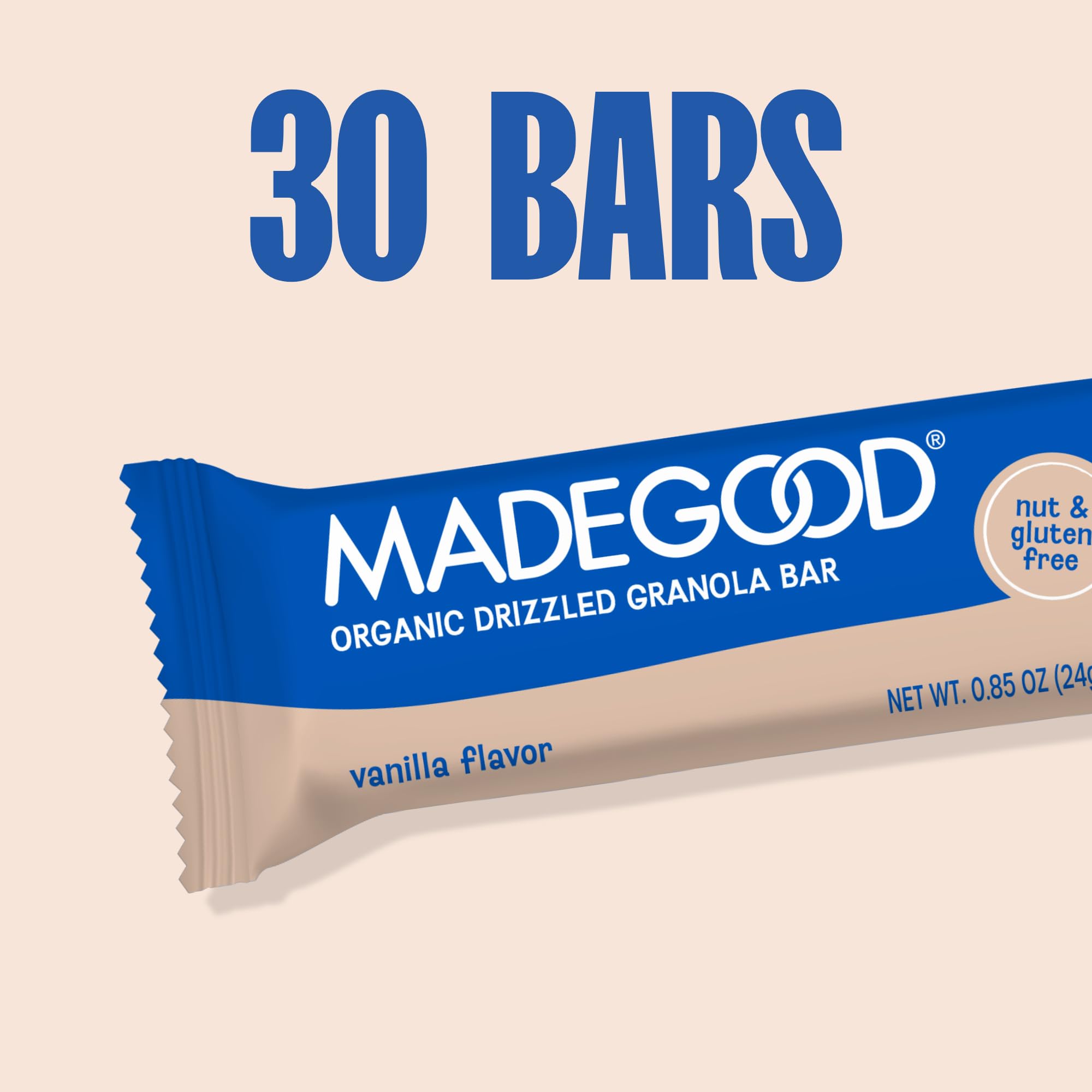 MadeGood ingredient label close-up shows gluten-free and nut-free.