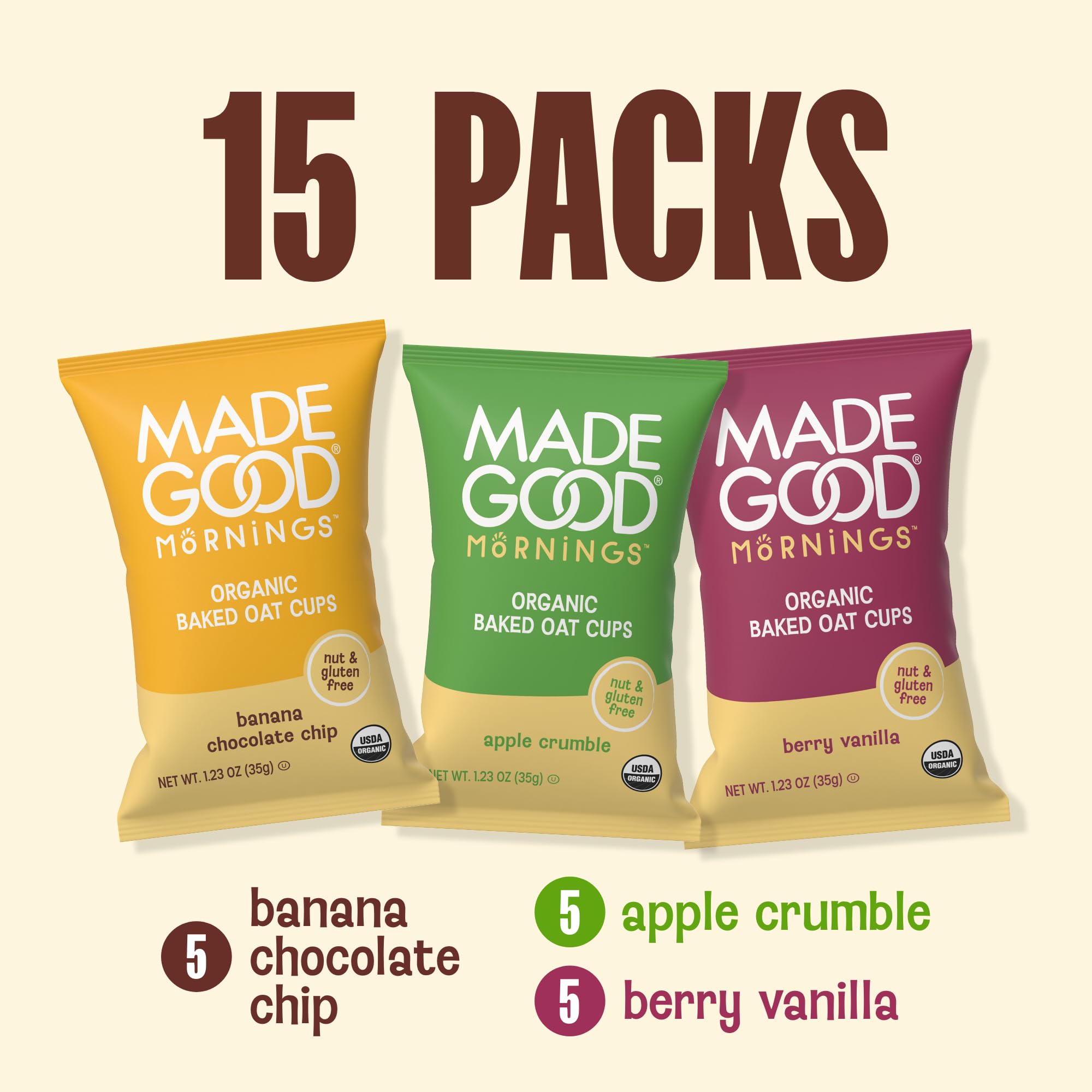 MadeGood Mornings allergen-free snack, gluten-free and nut-free for safe snacking