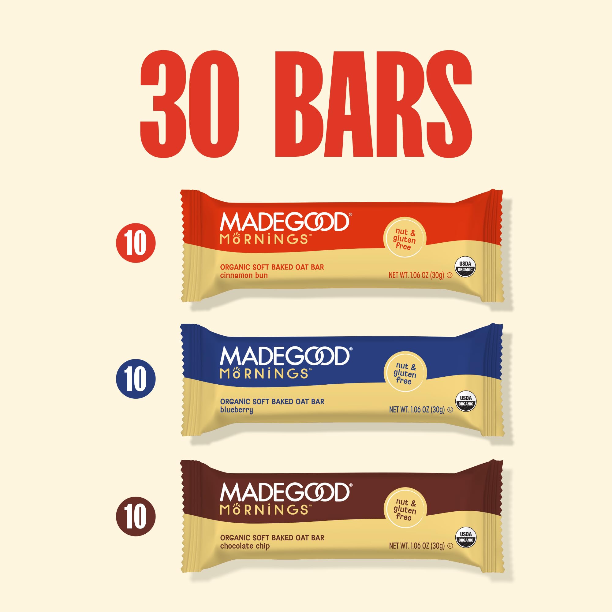 MadeGood Mornings bars ingredients highlight wholesome oats and extracts