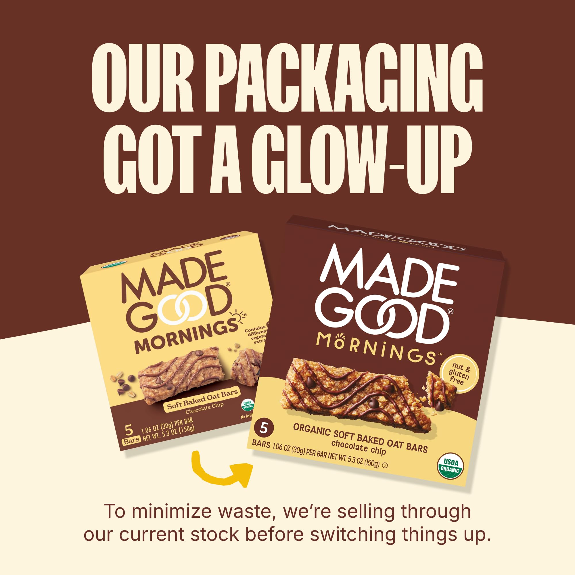 MadeGood Mornings healthy breakfast bar bulk-pack visual for easy planning