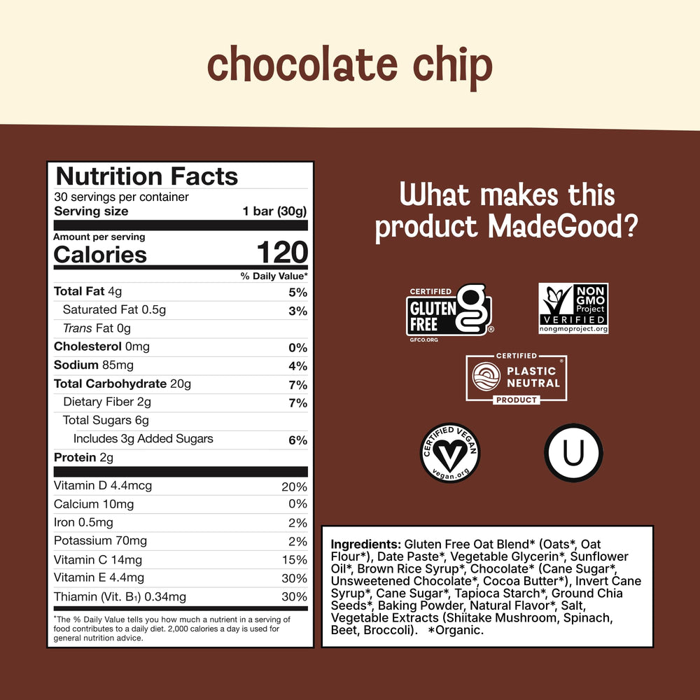 MadeGood Mornings individually wrapped bars for on-the-go convenience
