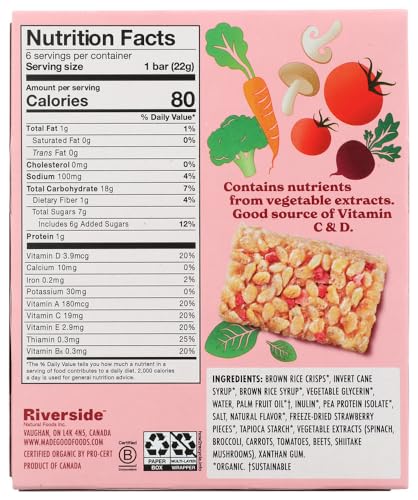 Close-up of MadeGood Strawberry Crispy Squares bar highlighting gluten-free texture